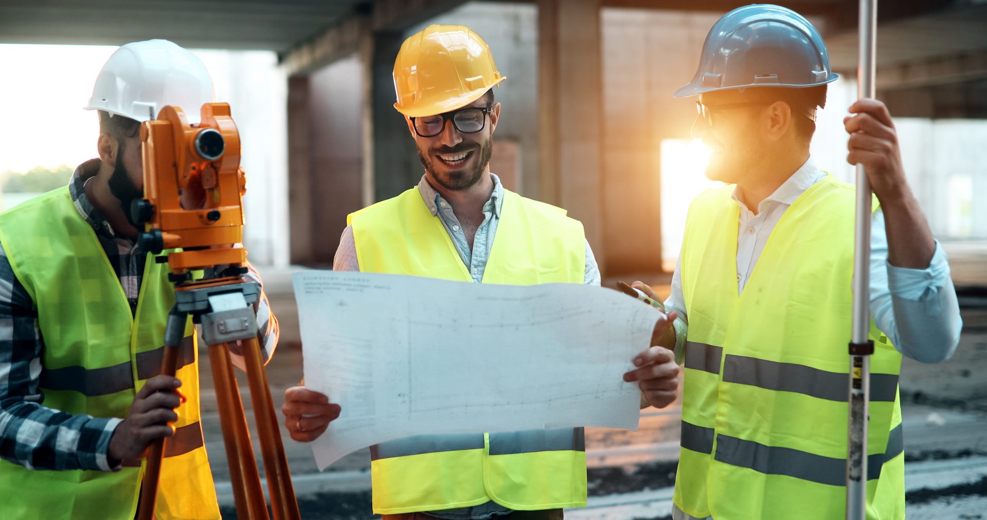 Architecture engineering teamwork meeting at building site